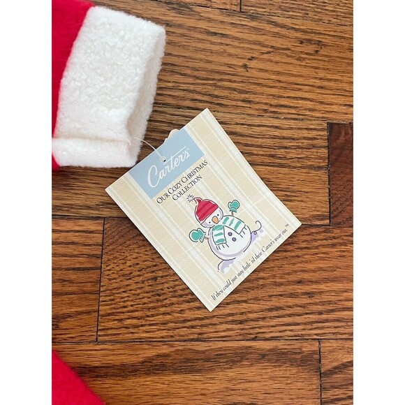 NWT Vintage Baby Red White Faux Fur Trim One Piece Santa Suit & Hat 0-3 Carter’s - Picture 4 of 6